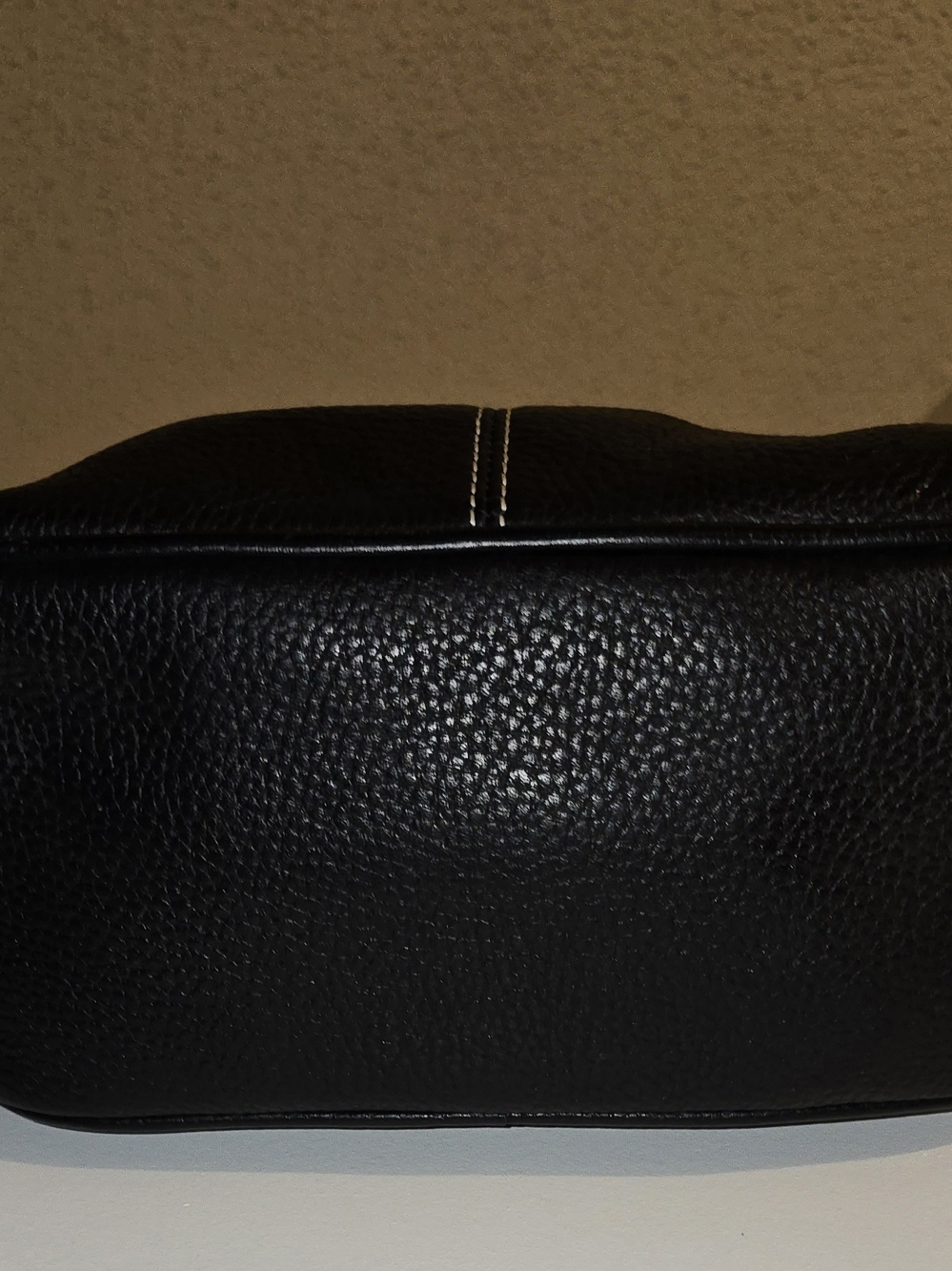 Dooney & Burke Classic Black Leather Shoulder Bag with Brown Accents - Picture 3 of 7